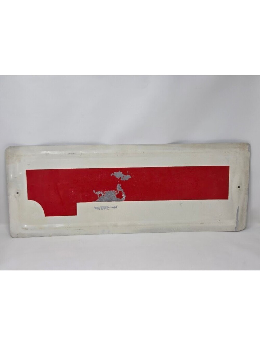 Vintage White Red Reflective Metal Truck Trailer Marker Sign Panel 24 Inch